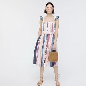 J Crew Button-up midi dress in mixed stripe